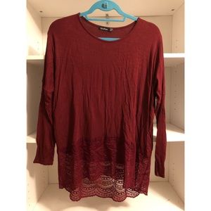 Boohoo Lace Bottom Tee